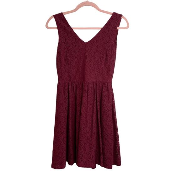 ONLY Our Story Fairy Lace Burgundy Dress - Picture 1 of 9